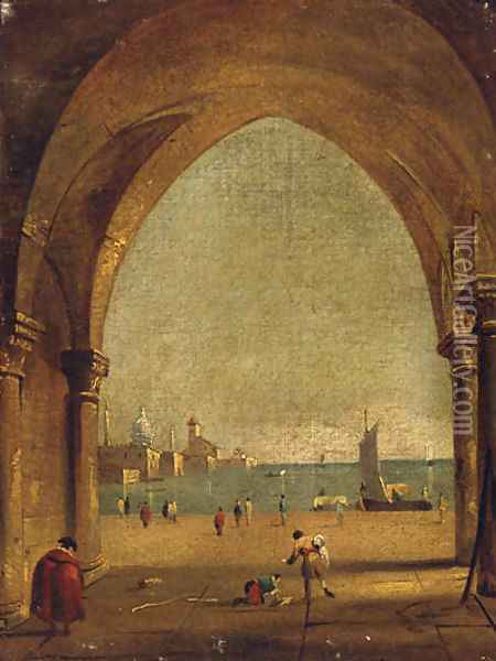 The Bacino Di San Marco From The Colonnade Of The Doge'S Palace Oil Painting - Francesco Guardi