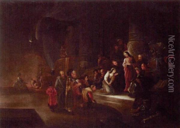 Christ And The Adultress Oil Painting - Jacob Willemsz de Wet the Elder