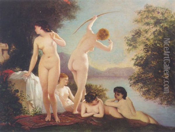 Diane Et Les Baigneuses Oil Painting - Hermann Winterhalter