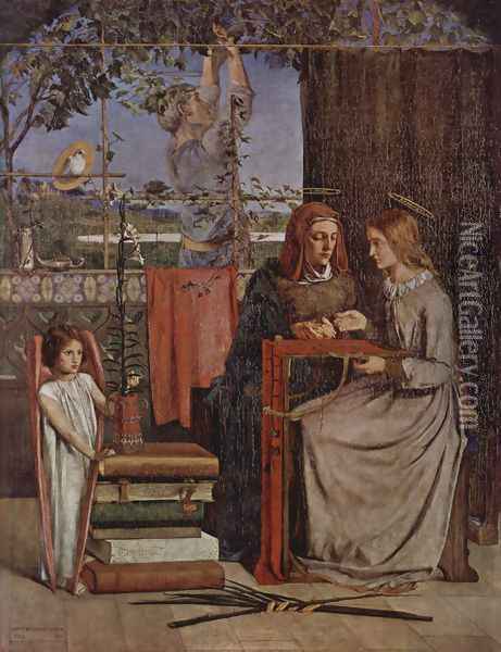 The education of the young Maria Oil Painting - Dante Gabriel Rossetti