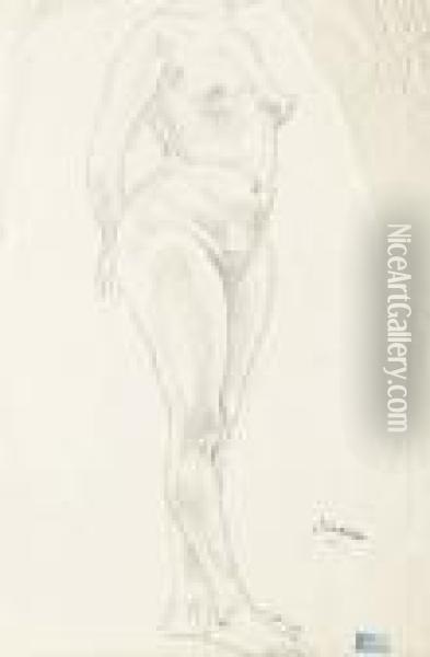 Standing Female Nude Oil Painting - Jules Pascin