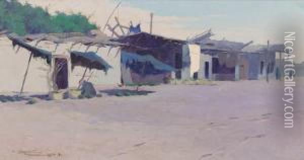 Village Hutts, Alexandria, Egypt Oil Painting - Eric Pape