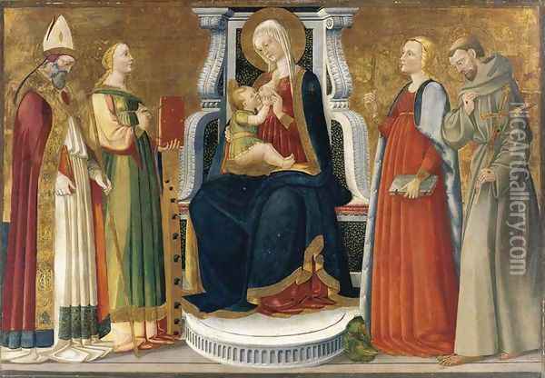 Madonna and Child Enthroned with Saints Oil Painting - Bicci Di Neri