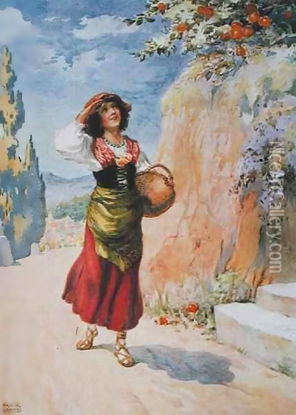 Pippa Passes, from 'Pippa Passes' bu Robert Browning (1812-89) illustrated in 'Children's stories from The Poets' Oil Painting - Frank Adams