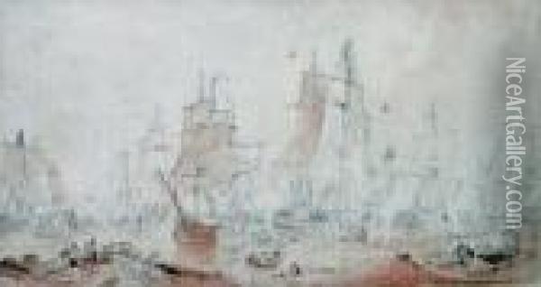 The Battle Of Trafalgar Oil Painting - William Clarkson Stanfield