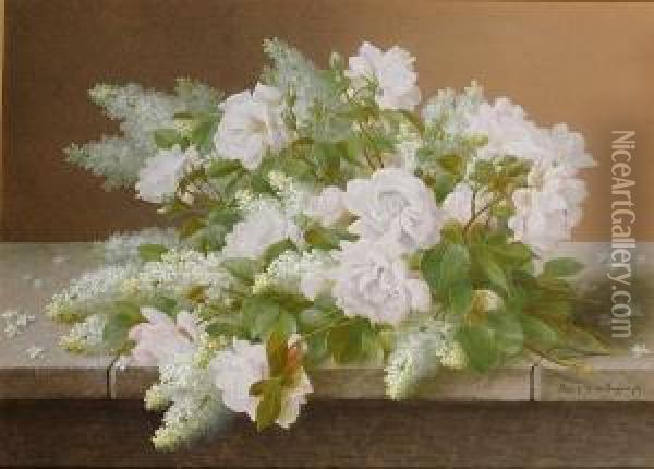 Roses And Lilacs Oil Painting - Raoul Maucherat de Longpre
