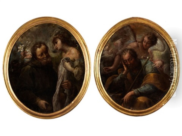 Der Heilige Anthonius Mit Dem Engel
Der Heilige Josef Mit Dem Engel Oil Painting - Carlo Francesco Nuvolone