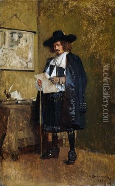 Bildnis Eines Hollandischern Herrn Im Interieur Oil Painting - Eduard Charlemont