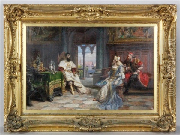 Othello Speaking To Desdemona About His Adventures Oil Painting - Giuseppe Castiglione