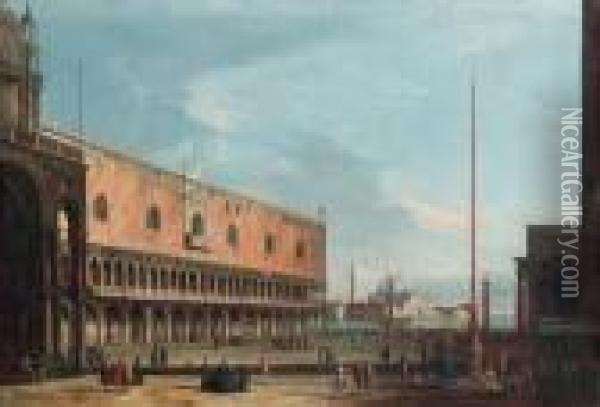 Venice: The Piazzetta And The 
Doge's Palace Looking South Towardsthe Church Of San Giorgio Maggiore Oil Painting - Apollonio Domenichini