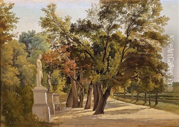 Entrance To The Giardino Del Lago, Villa Borghese, Rome Oil Painting - Gustaf Wilhelm Palm