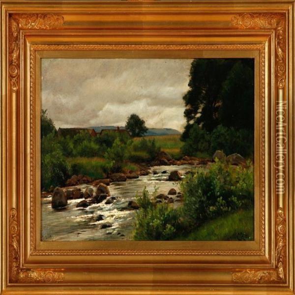 Sten Stream Near Karr Mill, Hallandsas In Sweden Oil Painting - Christian Zacho