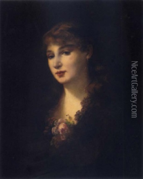 Bildnis Der Schauspielerin Sarah Bernhardt Oil Painting - Leon Richet