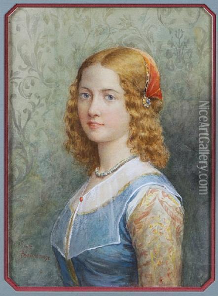 Florentine Girl Oil Painting - Jennie Augusta Brownscombe