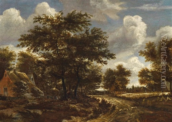 Bauerngehofte Im Wald Oil Painting - Jacob Salomonsz van Ruysdael