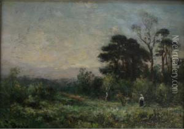 Figure On A Path At Twilight Oil Painting - George Boyle