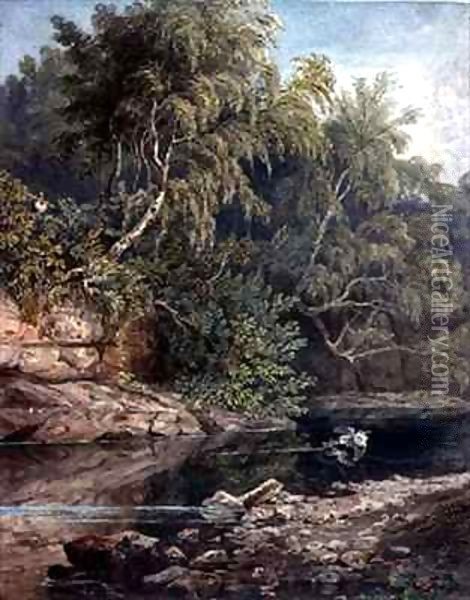 Woodland Scene, with a startled Heron Oil Painting - Joseph Clayton Bentley