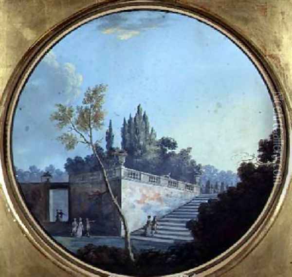 Classical Garden Possibly at Versailles Oil Painting - Jean Baptiste Marechal