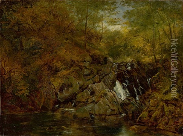 Mountain Stream Oil Painting - Christian Friedrich Gille