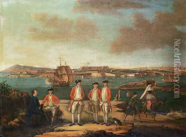 British Officers in San Felipe, Minorca Oil Painting - Alberto Pulicino