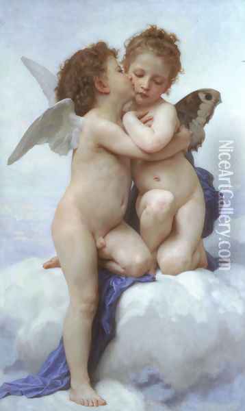 L'Amour et Psyche, enfants (Cupid and Psyche as Children) Oil Painting - William-Adolphe Bouguereau