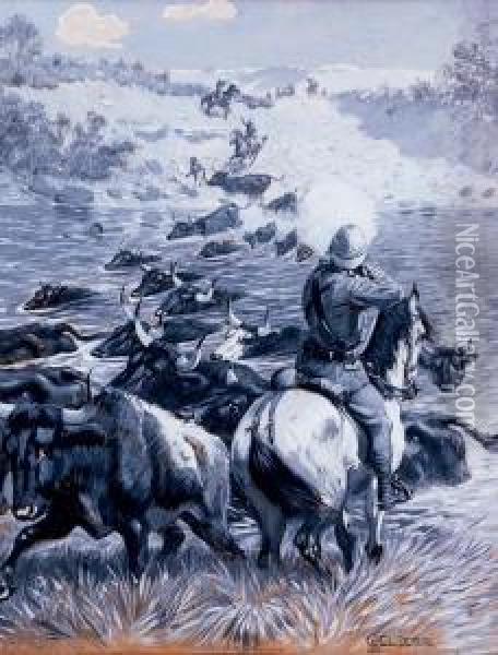 The River Encounter Oil Painting - Edwin Willard Deming