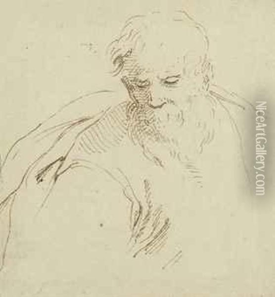 Head Of A Bearded Man Oil Painting - Stefano della Bella