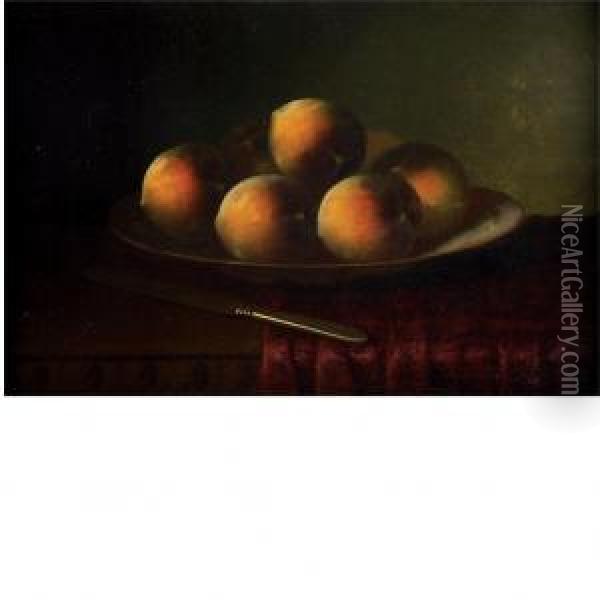 Still Life With Peaches Oil Painting - Carducious Plantagenet Ream