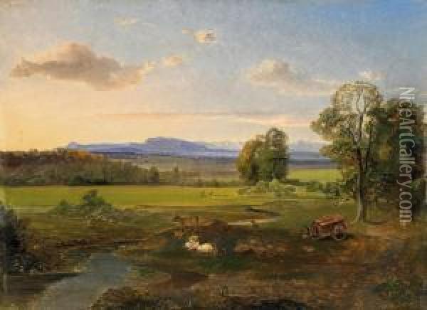 Bayerische Voralpenlandschaft Oil Painting - Carl Rottmann
