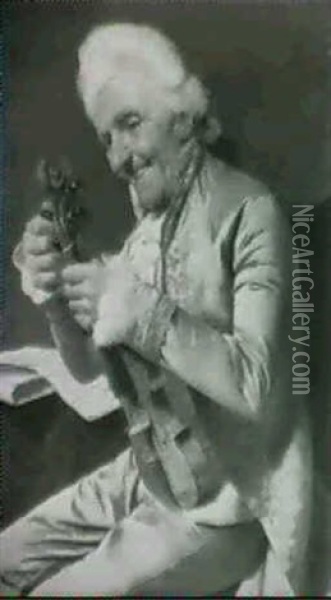 Il Vecchio Violinista Oil Painting - Pompeo Massani