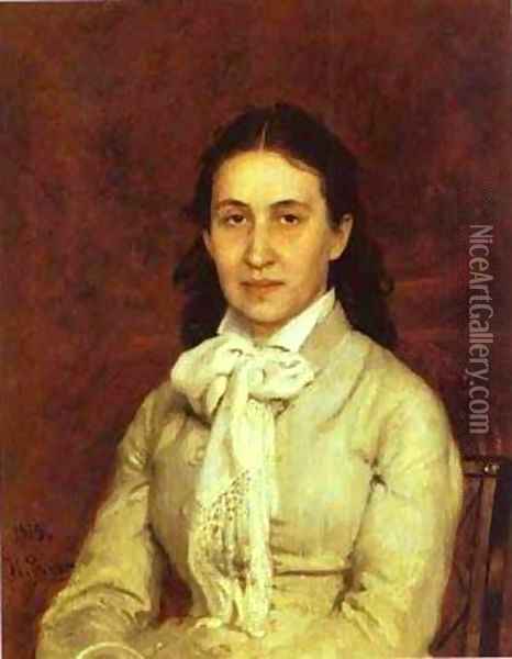 Portrait Of E Mamontova 1874-1879 Oil Painting - Ilya Efimovich Efimovich Repin