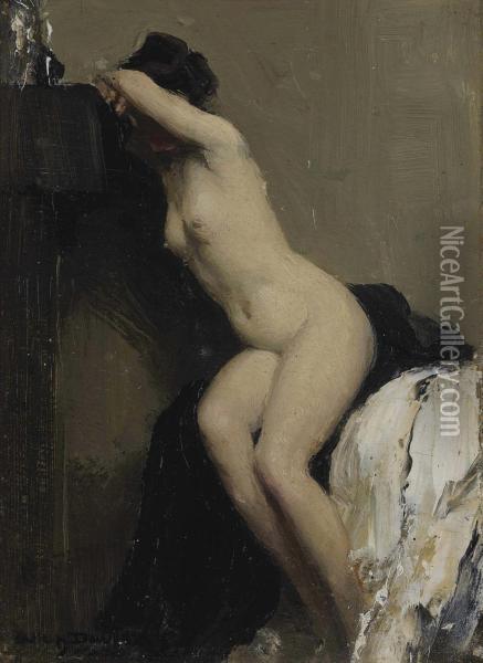 Seated Female Nude Oil Painting - Allan Douglas Davidson