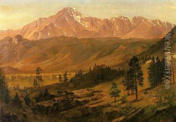 Pikes Peak Oil Painting - Albert Bierstadt