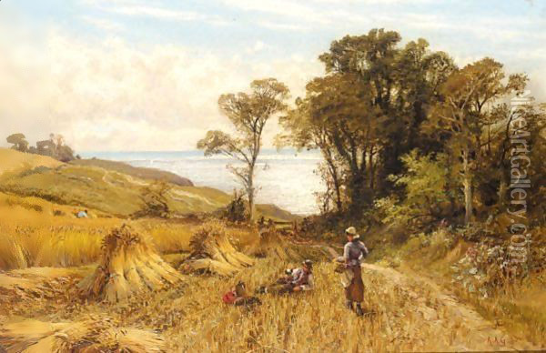 A Rest From The Harvest Oil Painting - Alfred Glendening