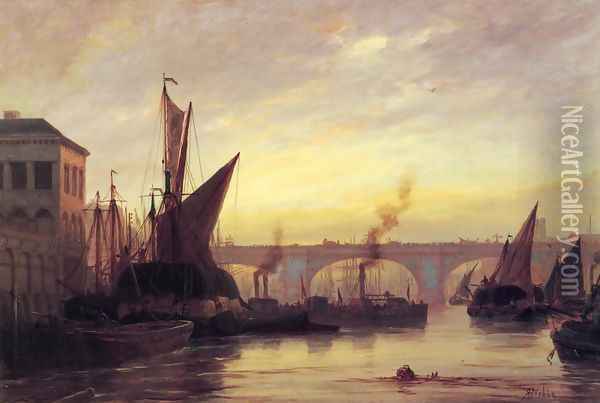 Shipping on the Thames Oil Painting - Richard Henry Nibbs