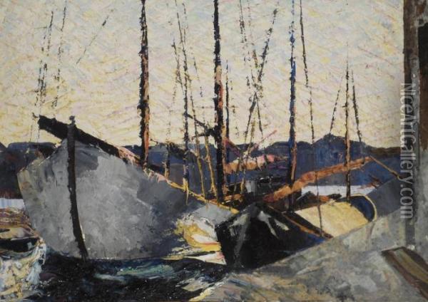 Barche Oil Painting - Vittorio Petrella Da Bologna