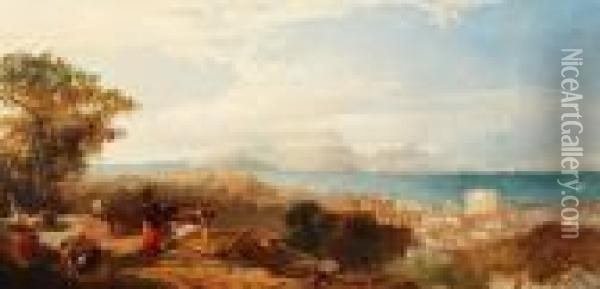 Ansicht Einer Stadt Am Meer Oil Painting - James Baker Pyne