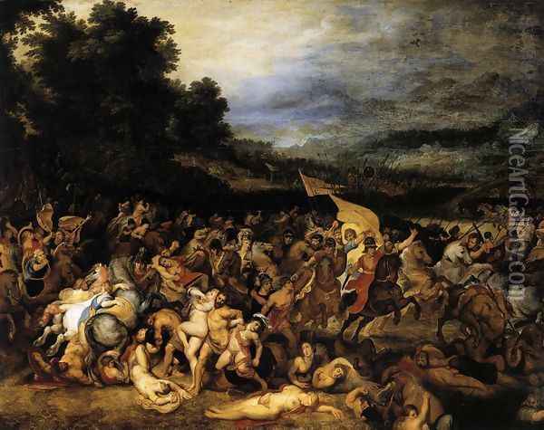 The Battle of the Amazons c. 1600 Oil Painting - Peter Paul Rubens