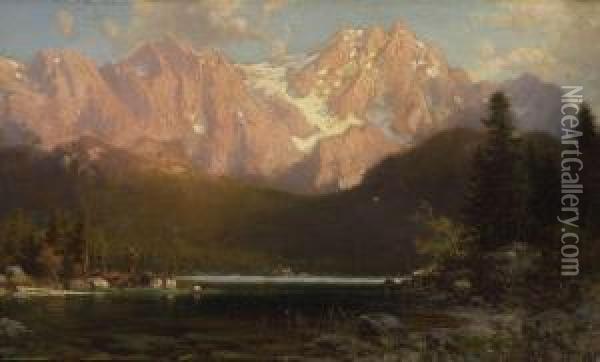 Blick Vom Eibsee Auf Das Wettersteingebirge Oil Painting - Ludwig, Louis Von Sckell