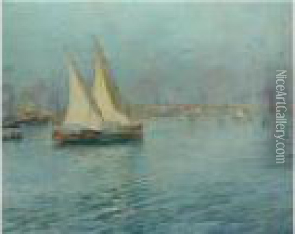 Segelschiffe Vor Italienischer Kuste Oil Painting - Oscar Ricciardi