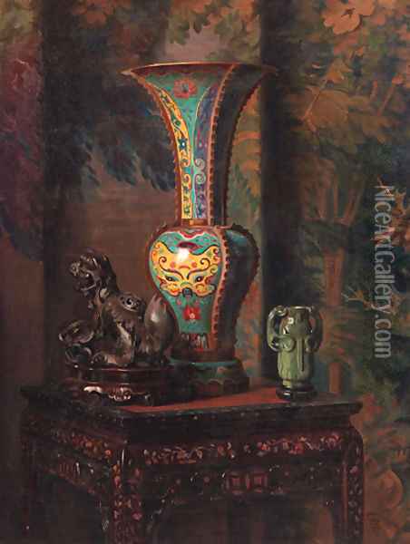 A still life with Chinese objects Oil Painting - Hubert Vos