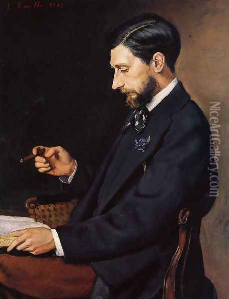 Portrait of Edmond Maitre Oil Painting - Jean Frederic Bazille