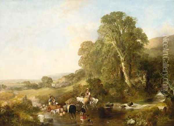Going to market Oil Painting - Thomas Creswick
