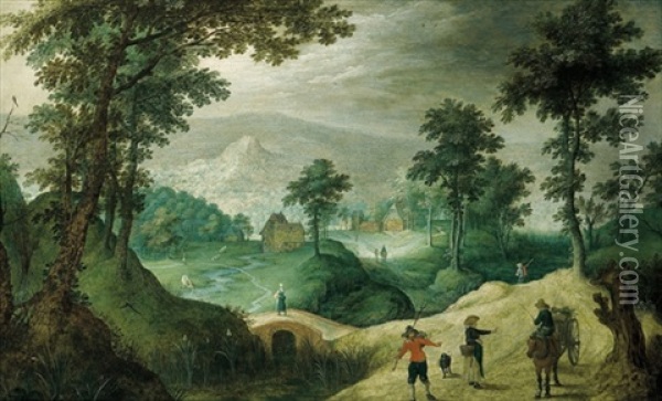Bewaldete Landschaft Mit Reisenden Oil Painting - Peter Gysels