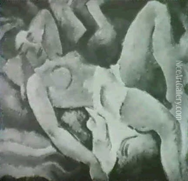 Liegender Weiblicher Akt Oil Painting - Eduard Dollerschell