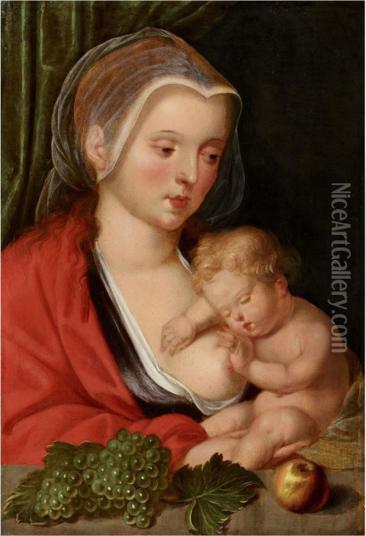 Madonna Mit Kind Oil Painting - Cornelius Van Cleve