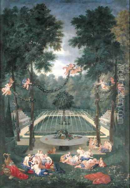 Groves of Versailles, view of the Marais with Venus and Echo, 1688 Oil Painting - Jean II Cotelle