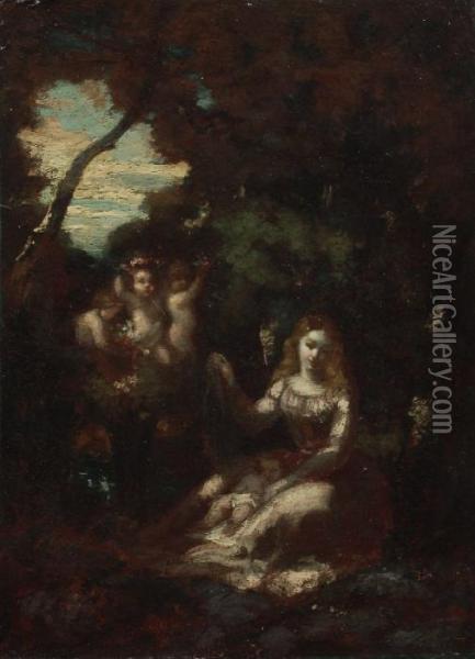 002 Narcisse Virgile Diaz De La Pena , Landschaft Mit Madonna Und Kind Oil Painting - Narcisse-Virgile D Az De La Pena