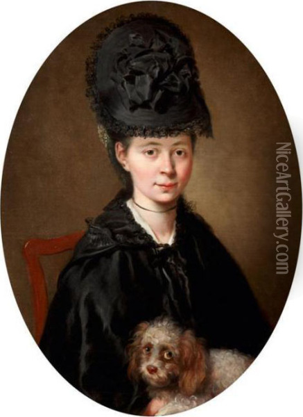 Portrait De Femme Tenant Un Chien Oil Painting - Johann Heinrich Wilhelm Tischbein I
