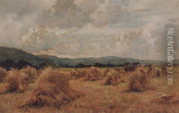 Haystacks Oil Painting - Joseph Milne